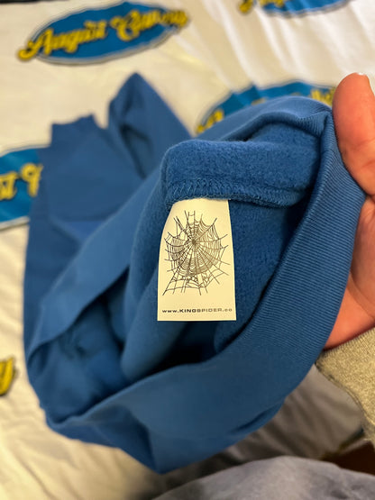 Sp5der Angel Number Hoodie Blue