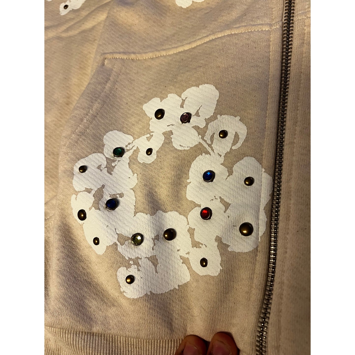 Denim Tears Rhinestone Cotton Wreath Zip Hoodie
